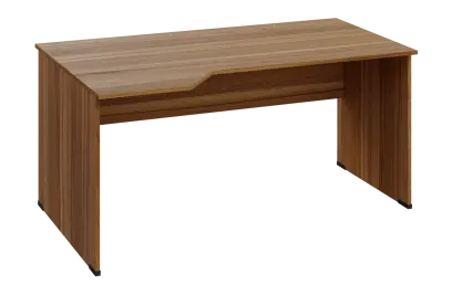 EZL 28 - 164 stůl kancelářský, rohový, levý, dřevěná podnož, deska 25 mm, široký 1600 mm, ořech světlý